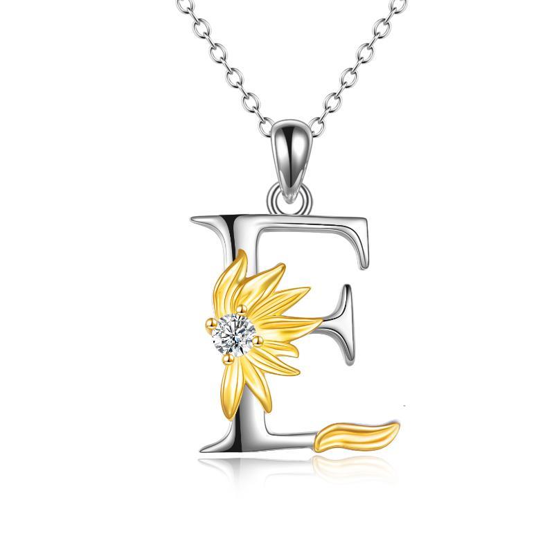 925 sterling silver Initial Sunflower Necklace.