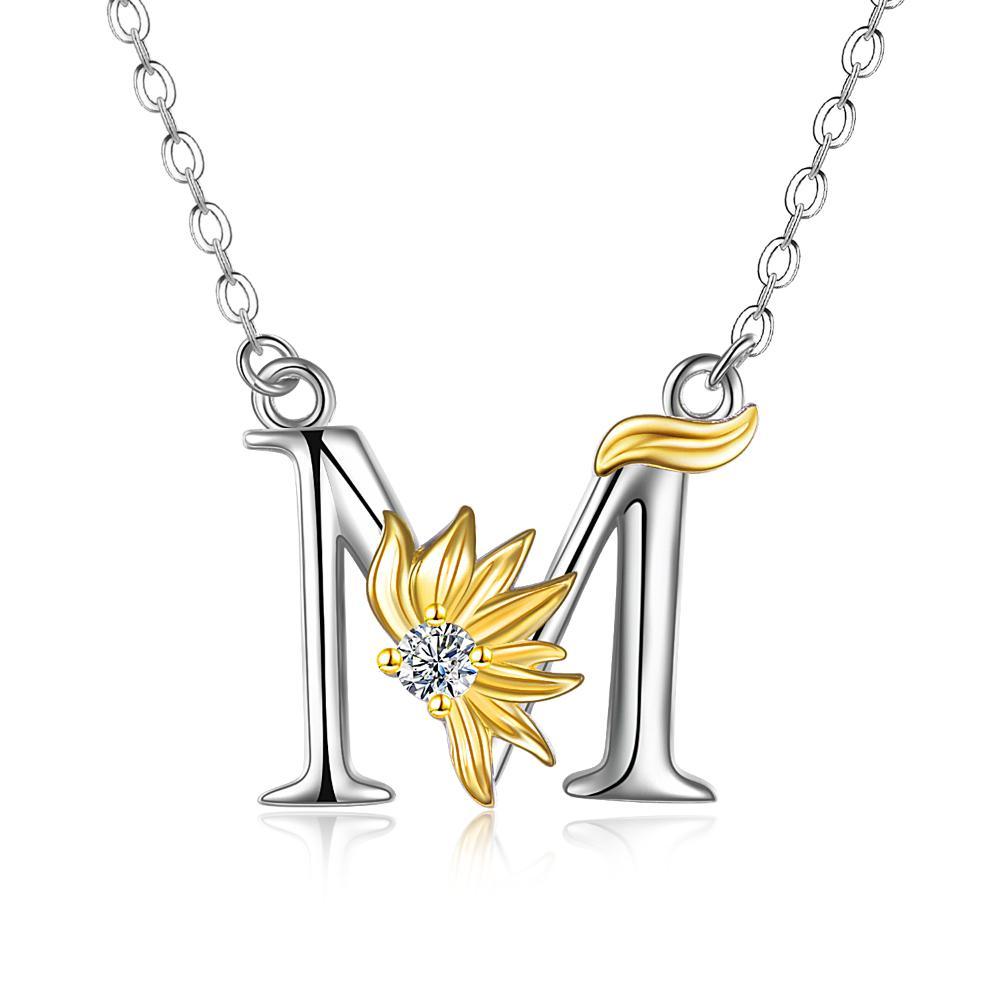 925 sterling silver Initial Sunflower Necklace.