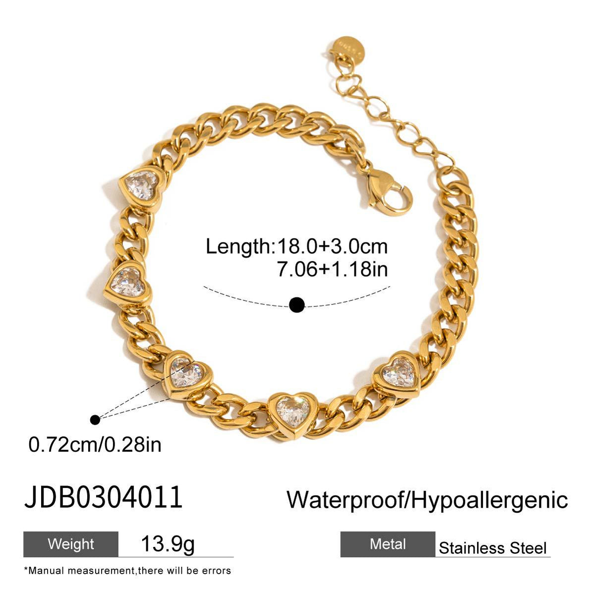 Bold and elegant, the European & American Stainless Steel Zircon Bracelet.